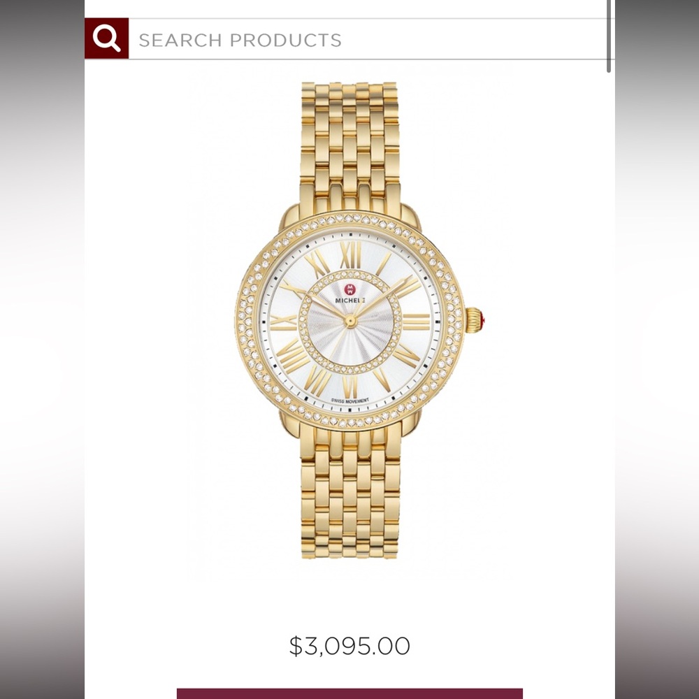 MICHELE Serein Mid Diamond Gold-Plated Watch with White Sunray Dial 💛🧡🤍 MOP face